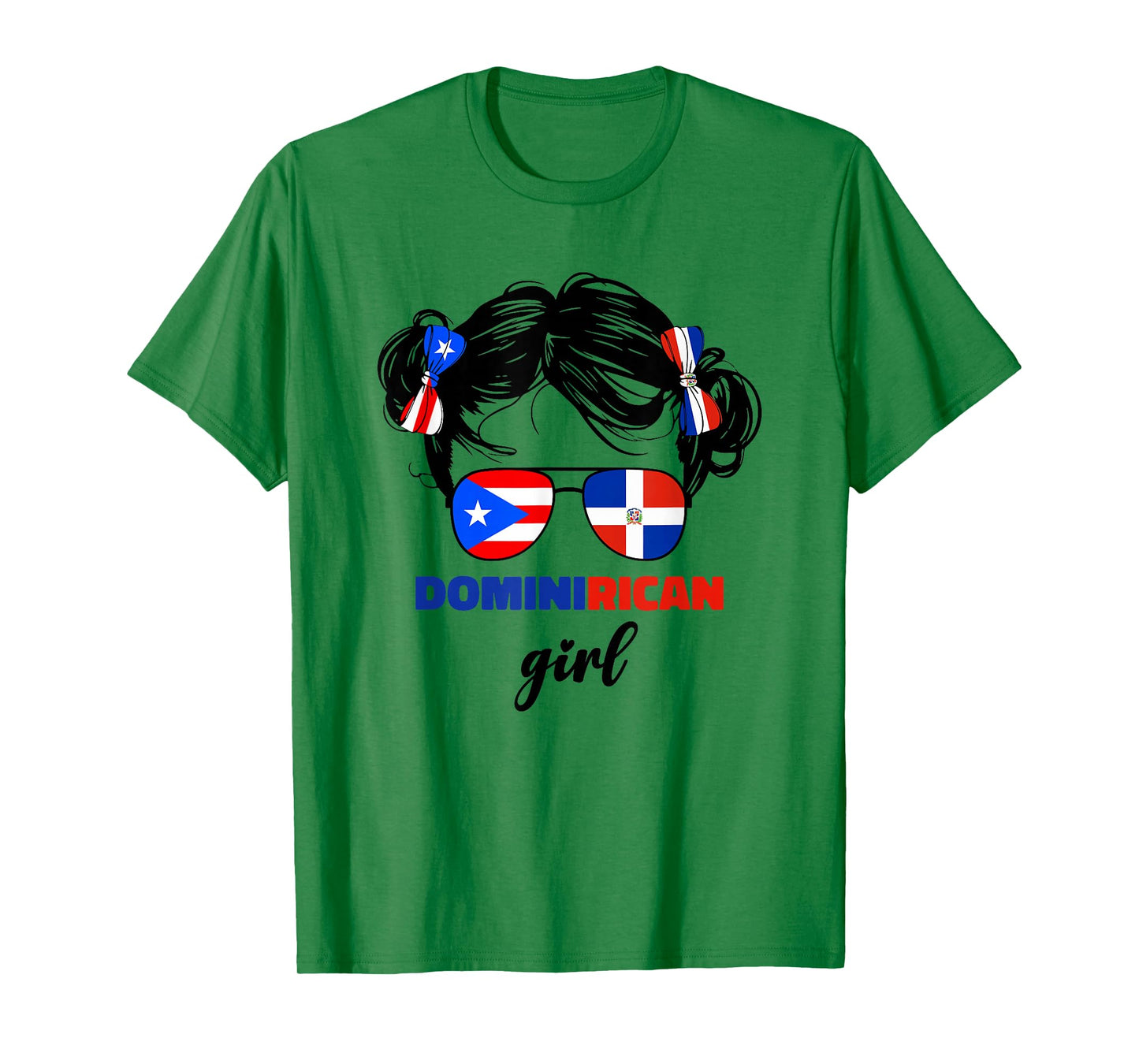 DominiRican Girl Kids Dominican and Puerto Rican Rico Flag T-Shirt