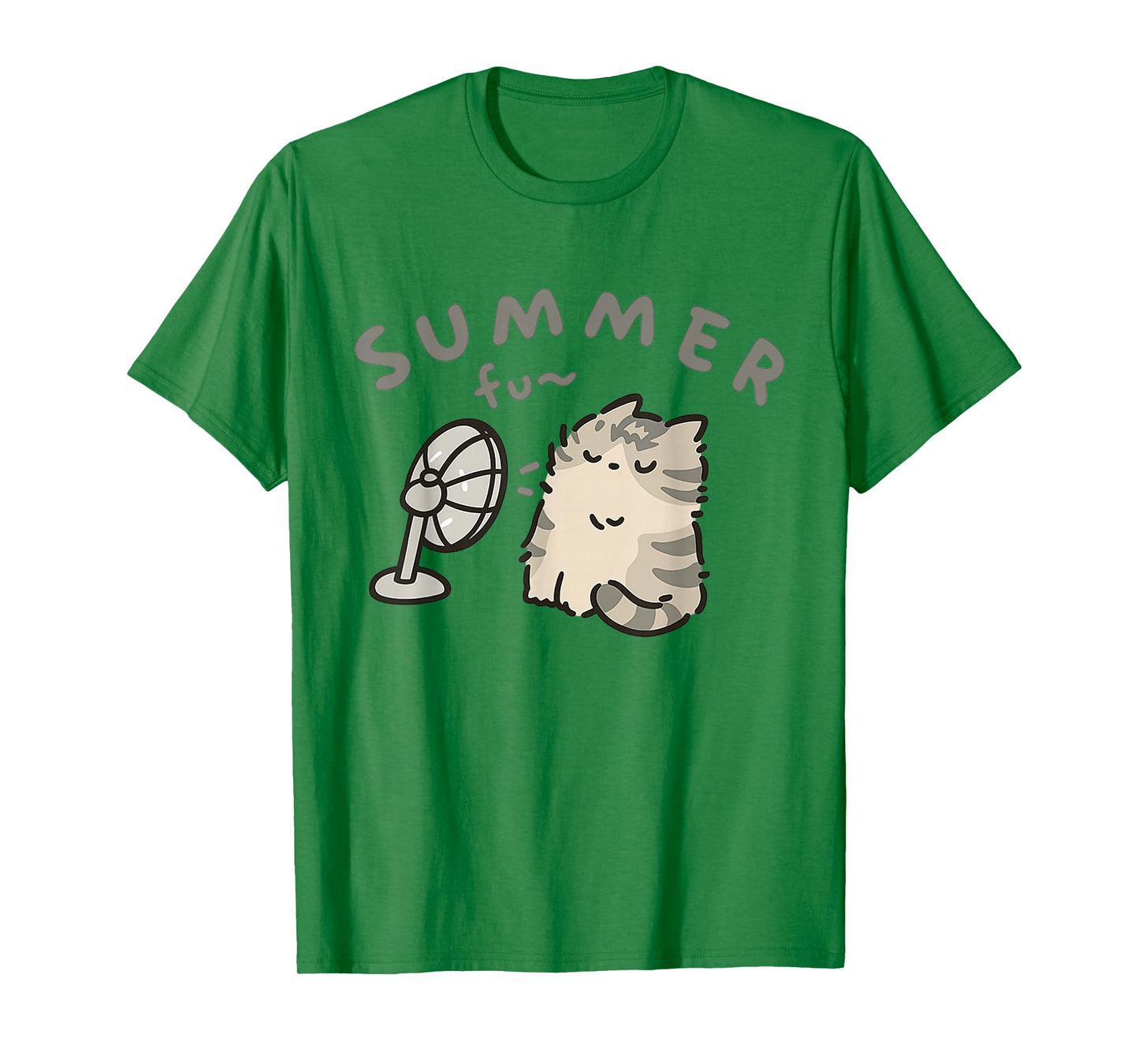 Summer Fun Lazy Cat Fan Cooling Funny Heat Humor Animal Love T-Shirt