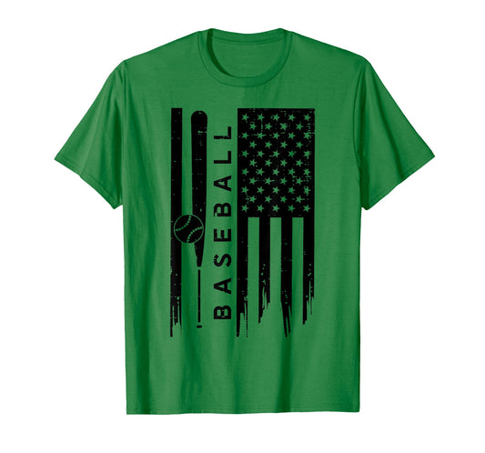 Baseball US American Flag Patriotic Sports Men Women Kids T-Shirt
