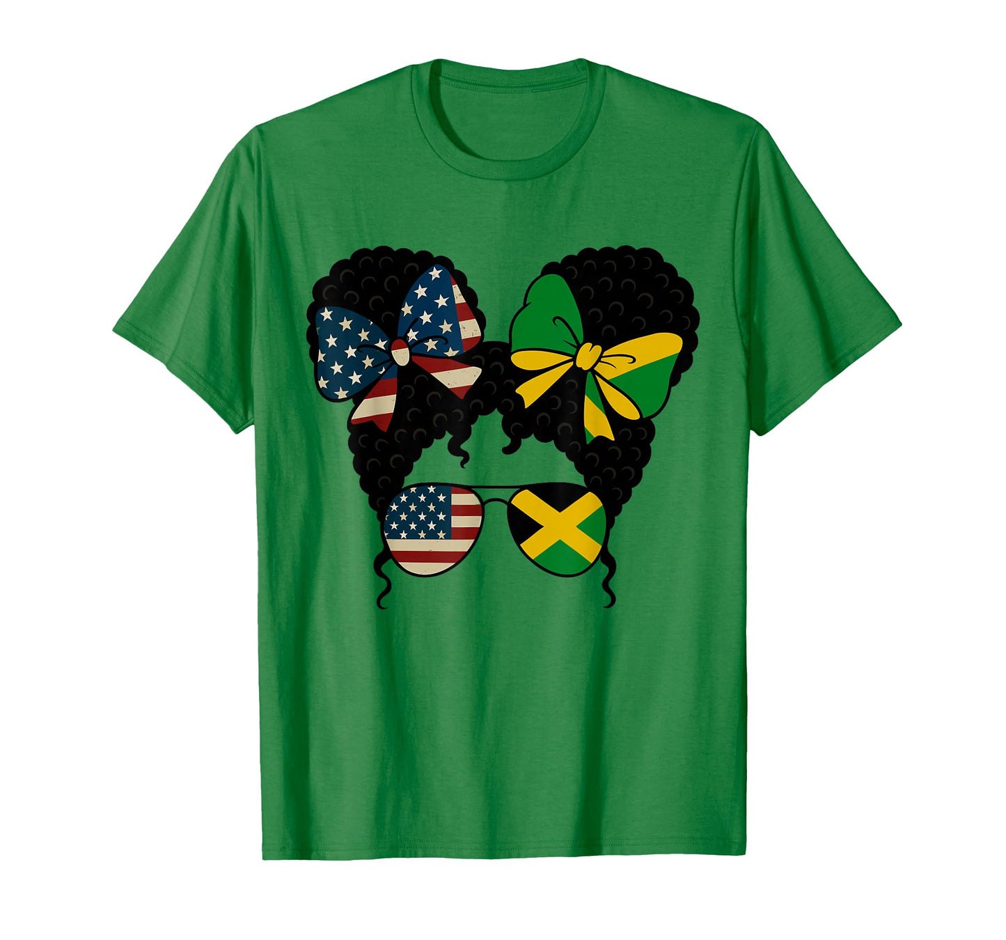Half American Jamaican Girl Afro Hair USA Jamaica Flag T-Shirt