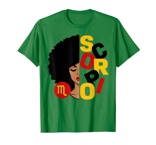 Scorpio Queen Afro Black Woman Melanin Girl Zodiac Sign T-Shirt