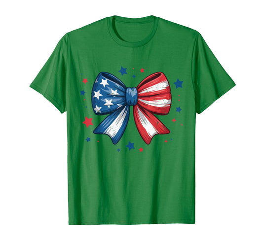 Girls Coquette Bow Red White Blue 4th July Patriotic Toddler T-Shirt