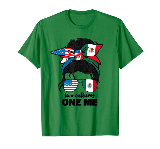 Half Mexican And American Mexico America Usa Flag Girl Women T-Shirt