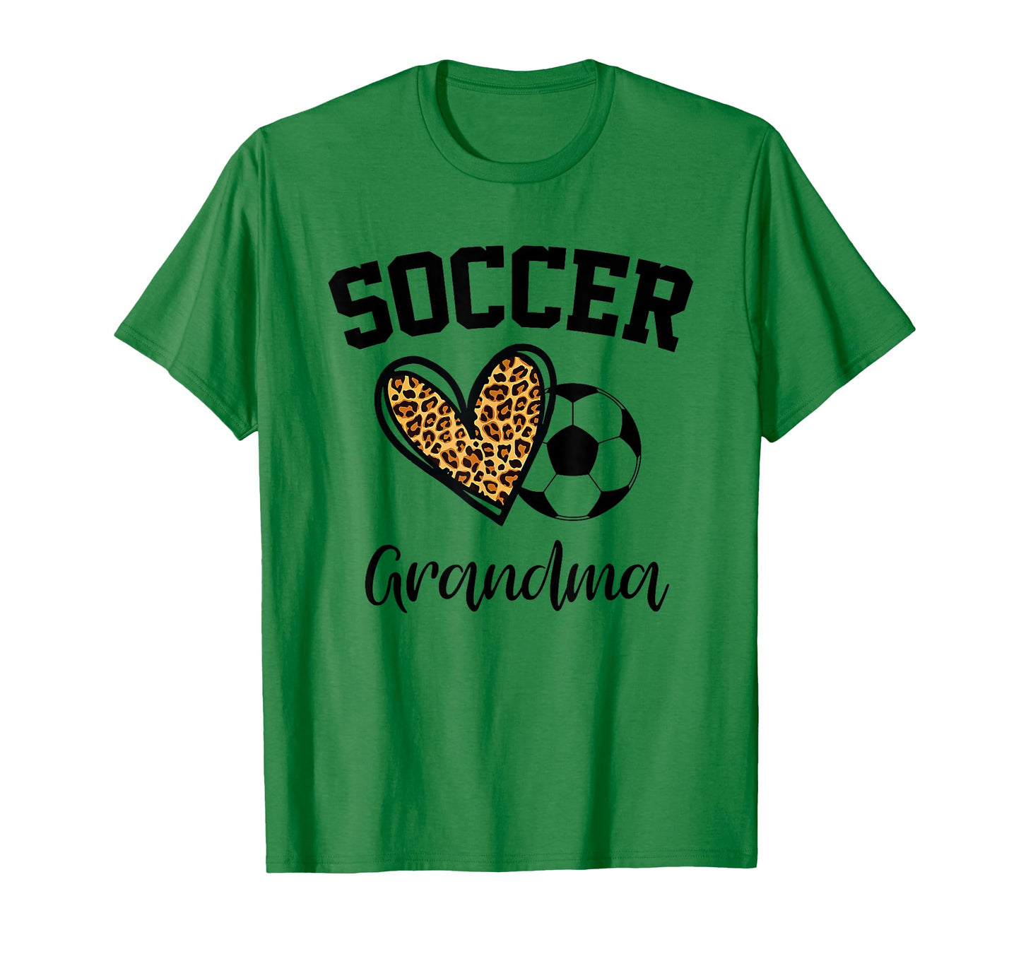 Soccer Grandma Leopard Heart Funny Mothers Day T-Shirt