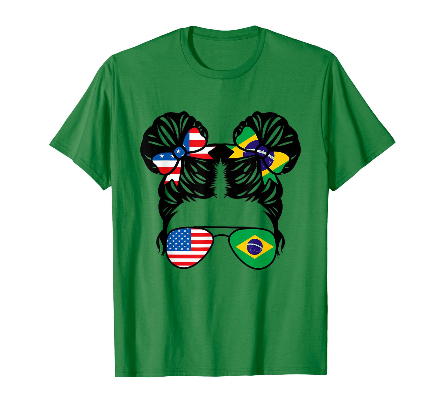 Half American Half Brazilian Girl USA Brazil Flag Patriot T-Shirt Small