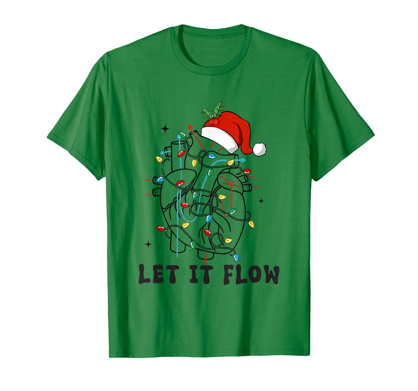 Christmas Cardiac Nurse Heart Anatomy Cath Lab CVICU Cv Icu T-Shirt
