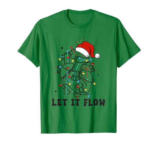 Christmas Cardiac Nurse Heart Anatomy Cath Lab CVICU Cv Icu T-Shirt