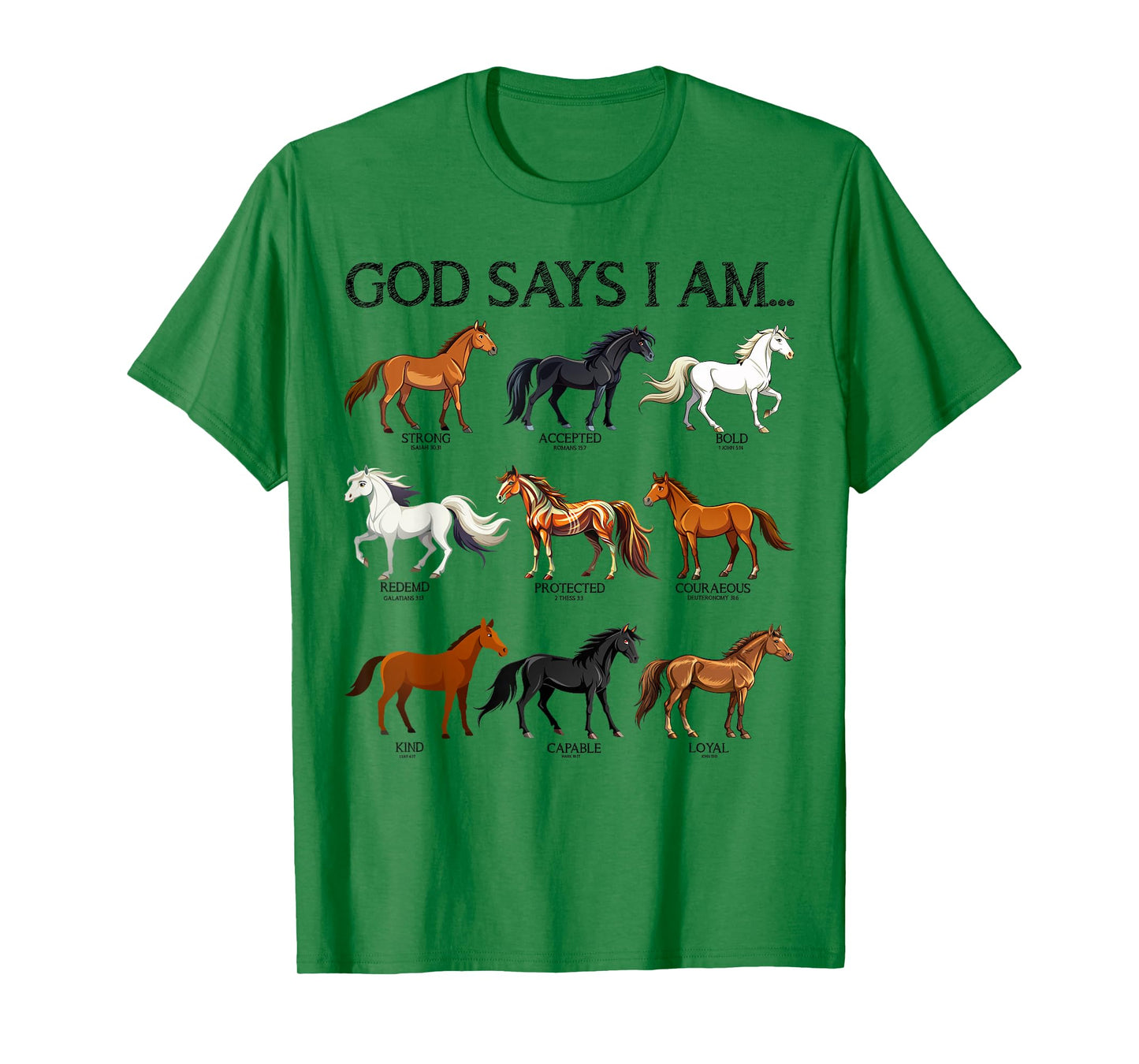 Horses God Says I Am Cute Christian Girl Teen Bible Verse T-Shirt
