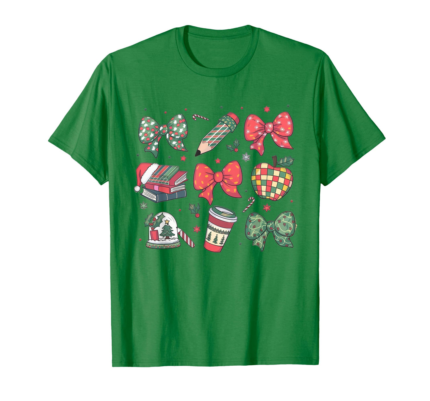 Coquette Bow Teacher Christmas Elementary School Xmas Winter T-Shirt