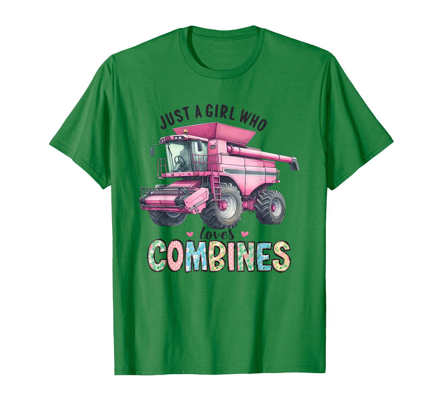 Farm Combine Just a Girl Who Loves Combines Pink Combine T-Shirt