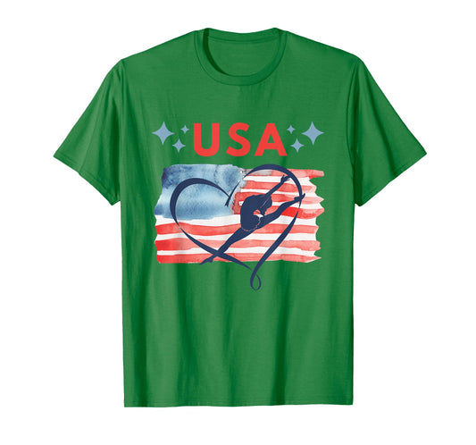 Patriotic American Flag Gymnastics Design for USA Gymnasts T-Shirt
