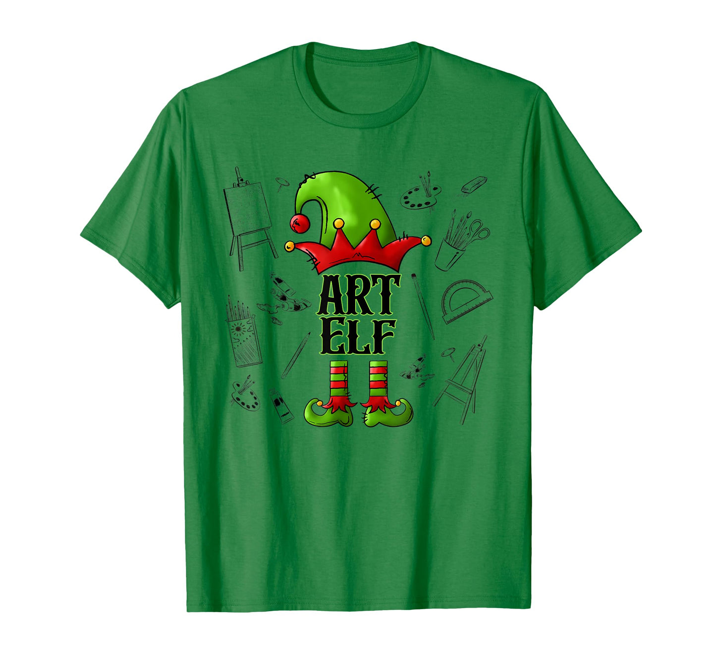 Art Elf Christmas Pajama Merry Christmas Art Teacher T-Shirt for Men Women Kids