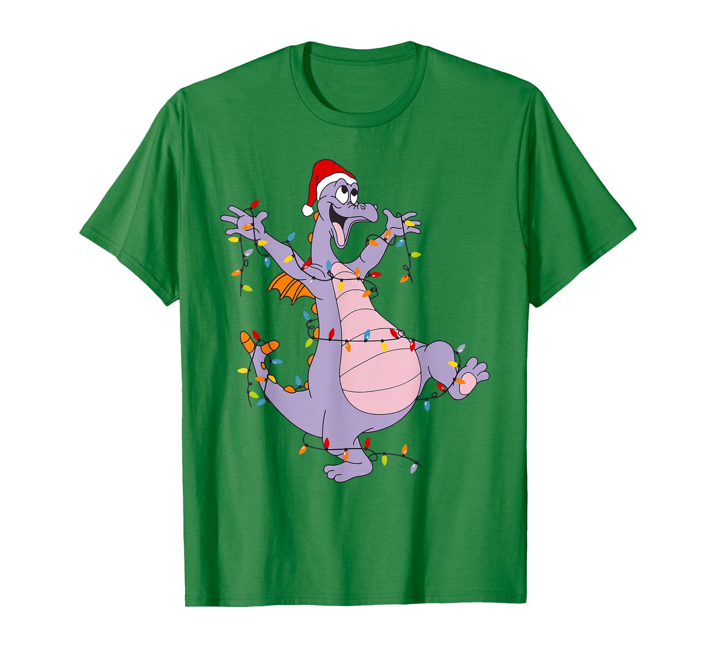 Cute Dragon Christmas Lights Santa Hat Animal Men Women Kids T-Shirt