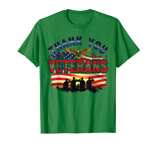Thank You Veterans Patriotic American Flag Veterans Day T-Shirt