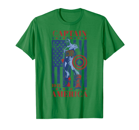 Marvel Captain America Vintage Flag 1941 Graphic T-Shirt T-Shirt