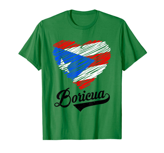 Puerto Rico Flag Heart Boricua Women Rican Hispanic Heritage T-Shirt