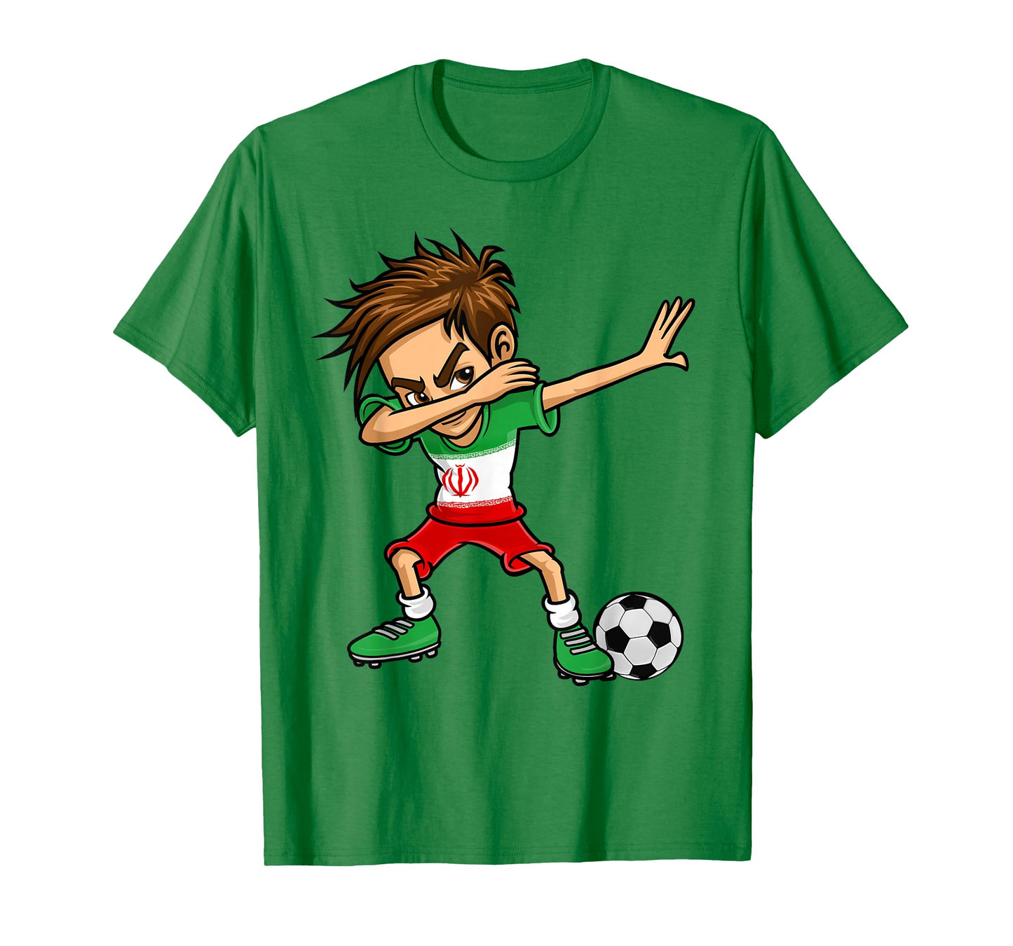 Dabbing Boy Iran Soccer Jersey Iranian Flag T-Shirt