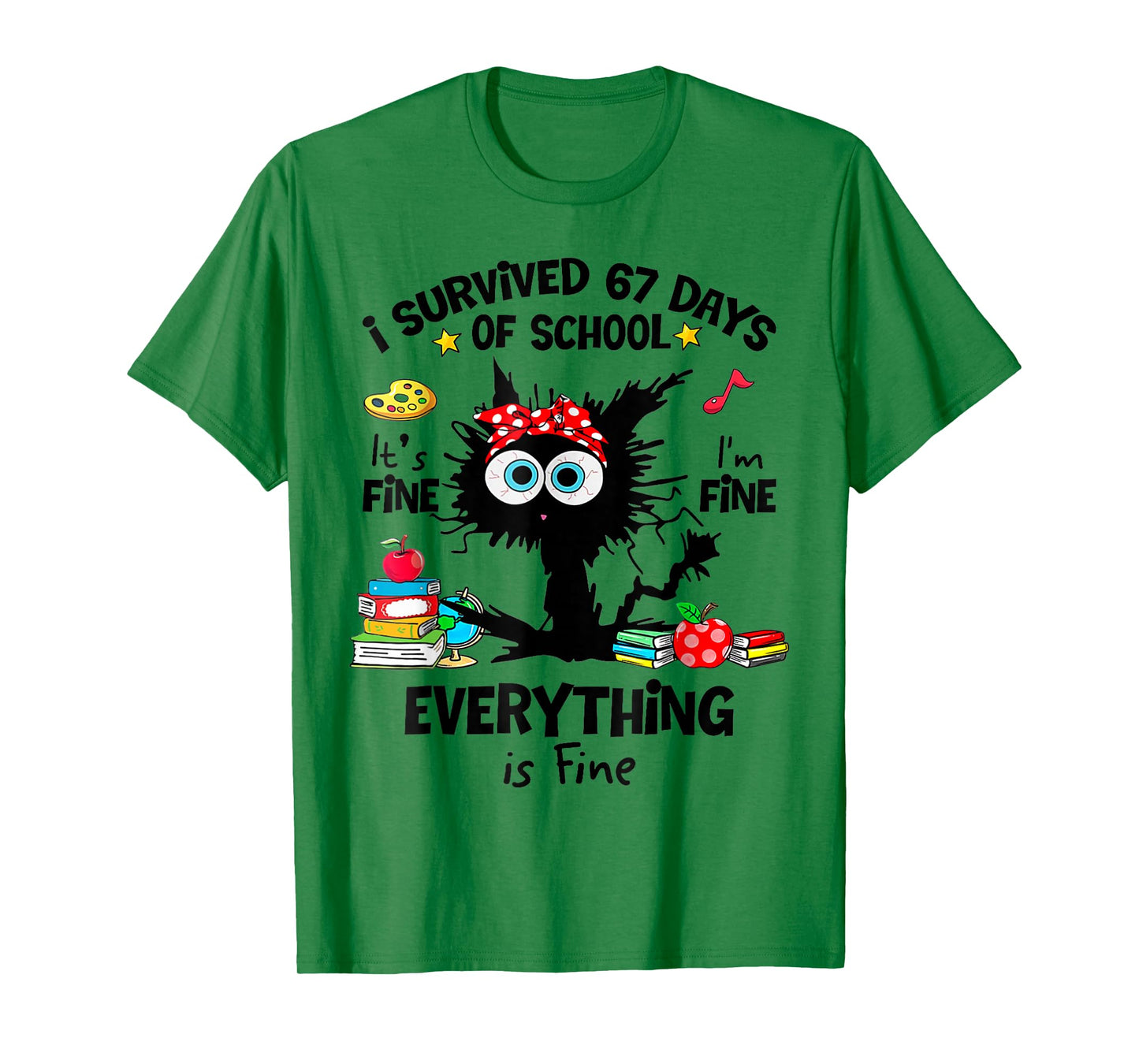 Cat I Survived 67 Days of School Teachers Students Six Seven T-Shirt