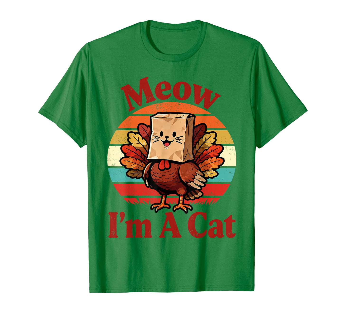 Retro Vintage Meow I'm A Cat Fall Thanksgiving Turkey Funny T-Shirt