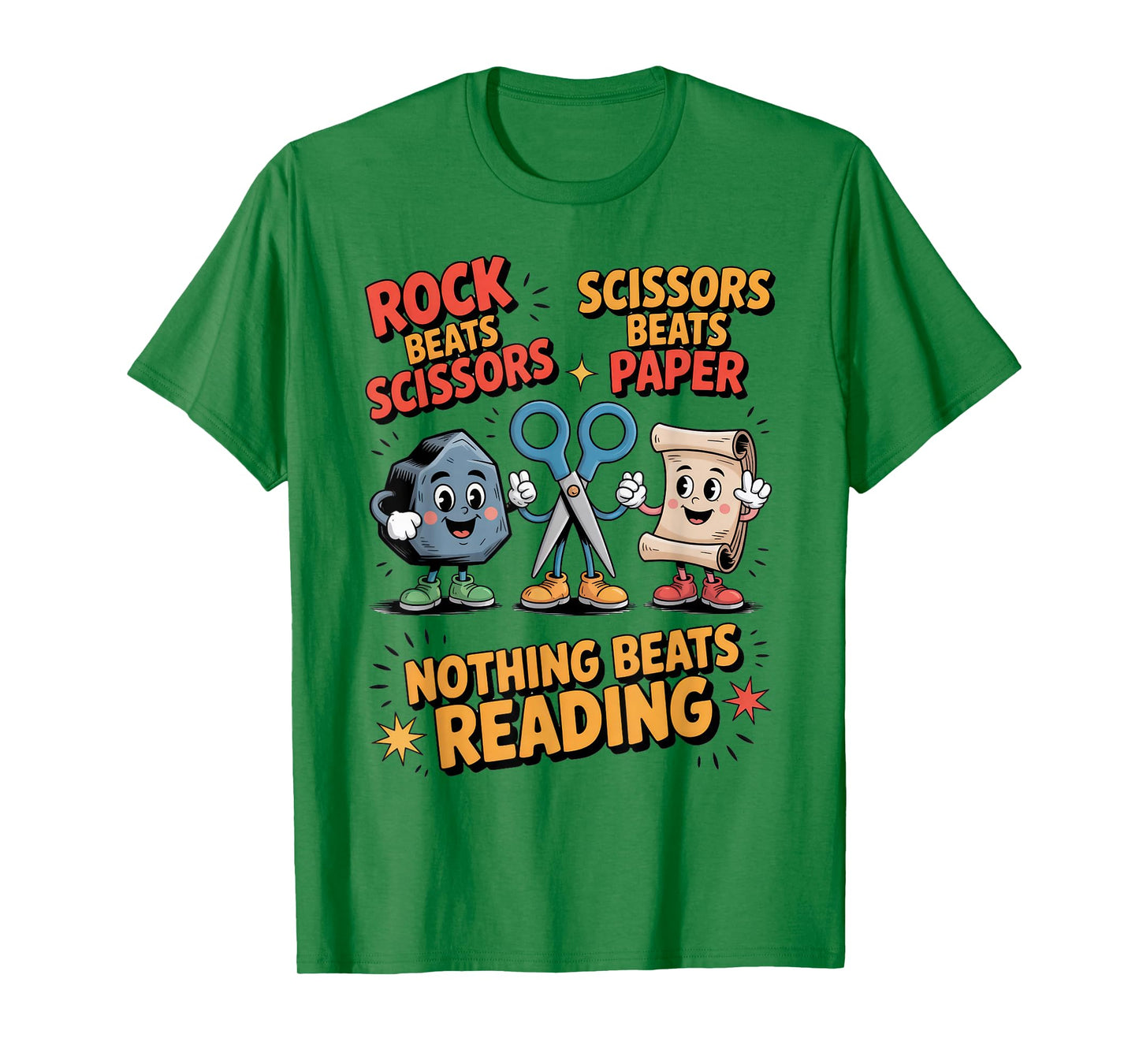 Nothing Beats Reading Rock Paper Scissors Funny Book Lover T-Shirt
