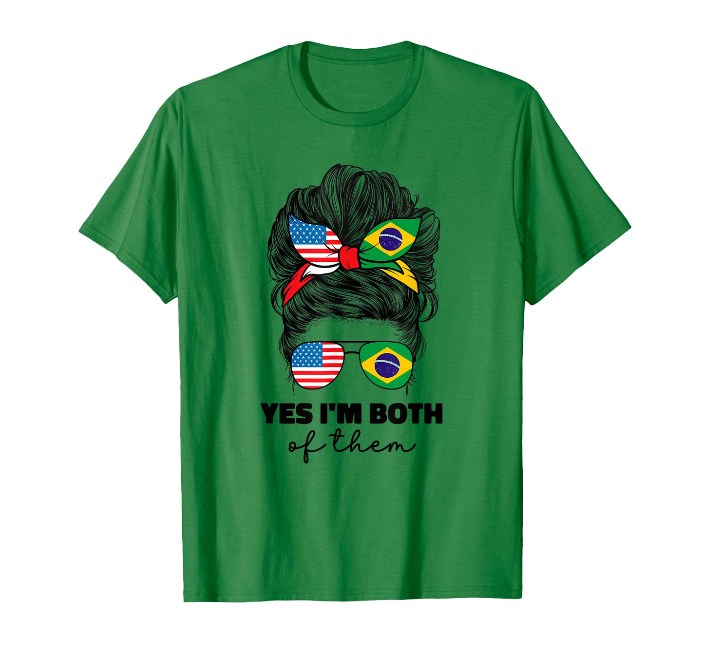 Half American And Brazilian America Usa Brazil Flag Girl Mix T-Shirt