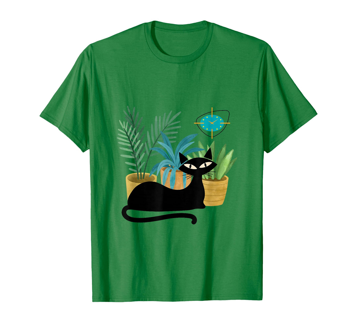 Cat Botanical Theme Midcentury Atomic Age Modern Mid Century T-Shirt