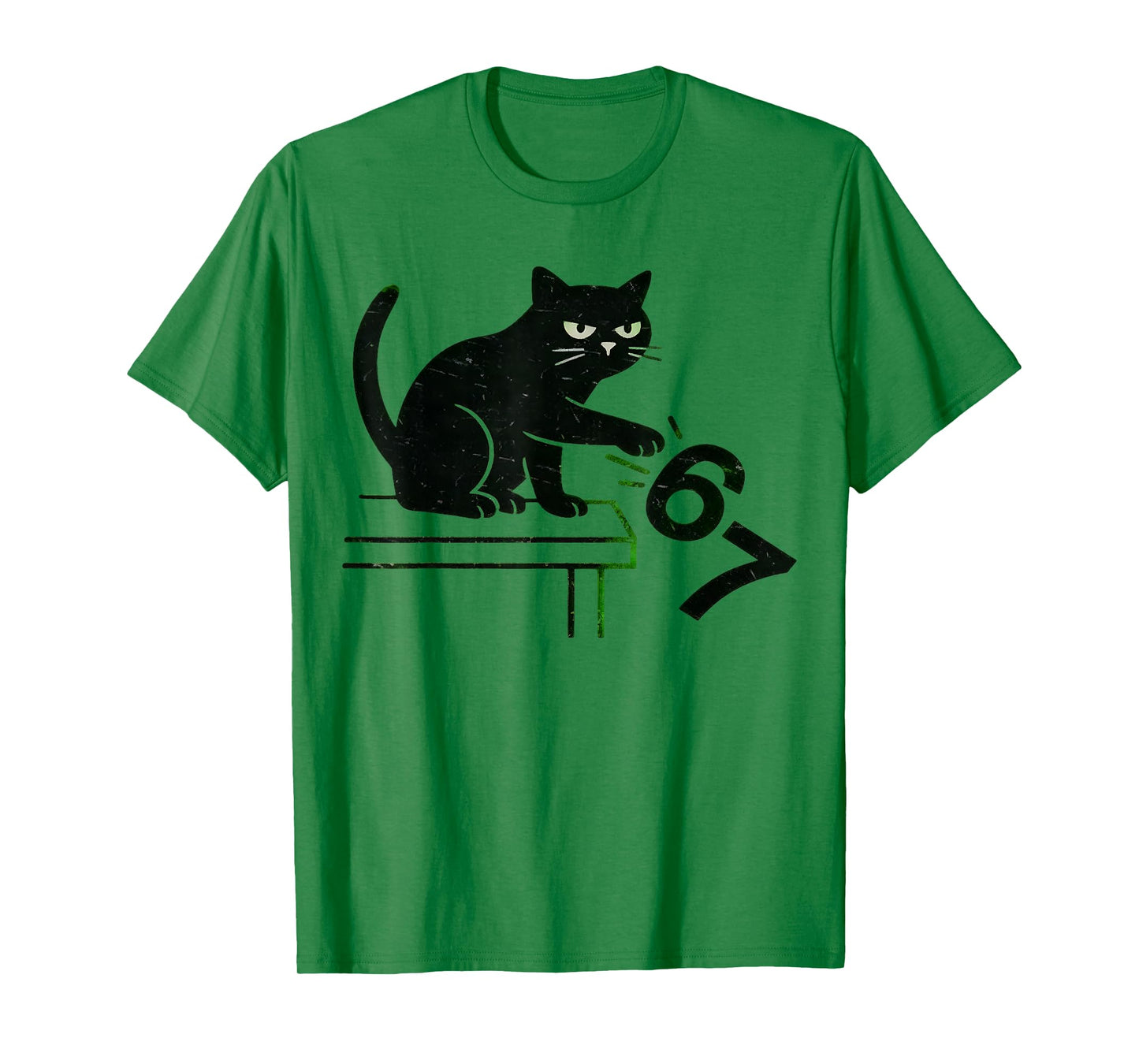 Six Seven Funny 6 7 Meme Cat Knocking Off 67 Funny Cat Funny T-Shirt