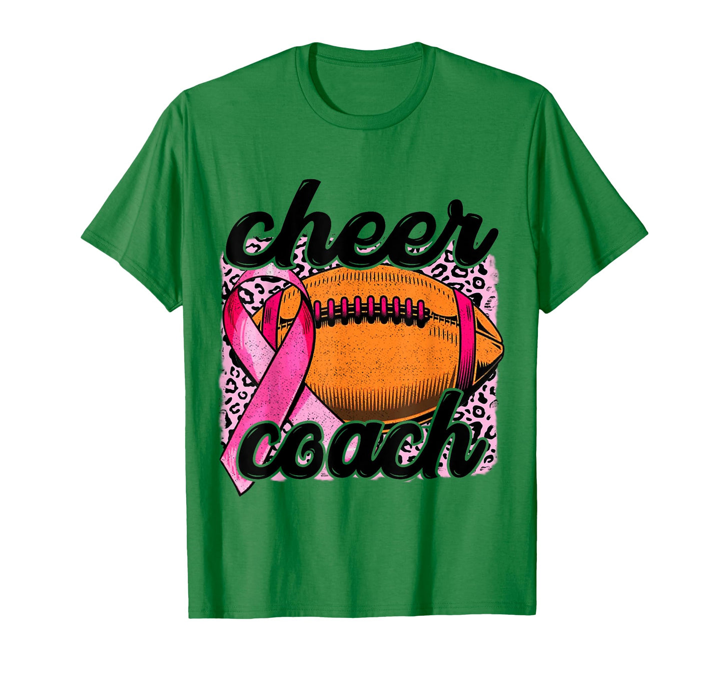 Cheer Coach Breast Cancer Football Pink Ribbon Awareness T-Shirt