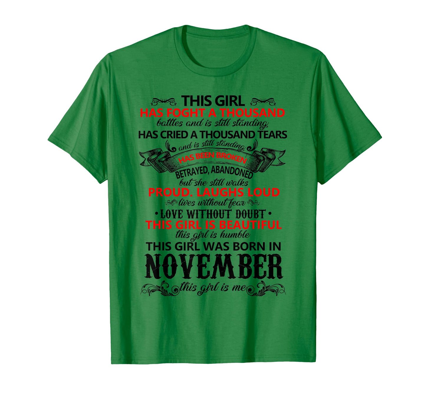 Womens This Girl is Beautiful was Born in November Birthday T-Shirt