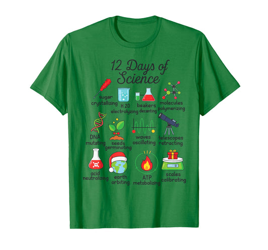 12 Days of Science Funny Science Teacher Christmas Chemistry T-Shirt