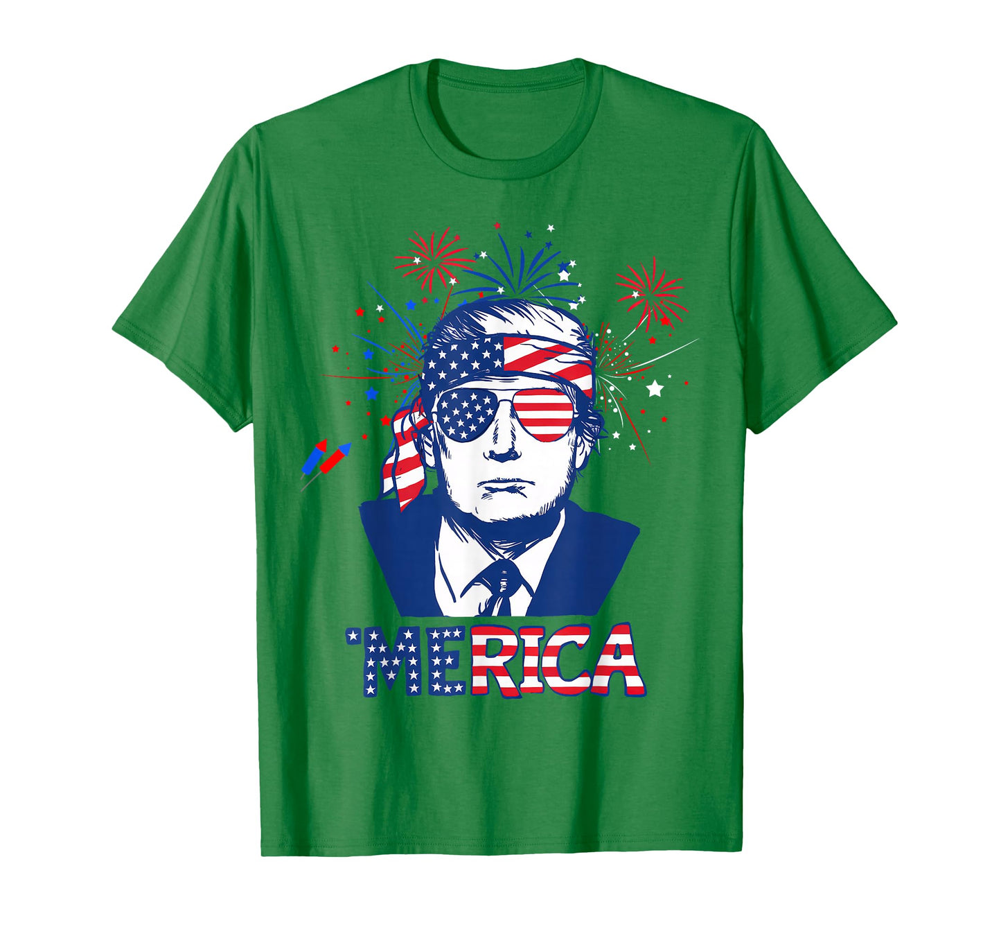 'MERICA TRUMP Happy 4th Of July Trump American Flag T-Shirt