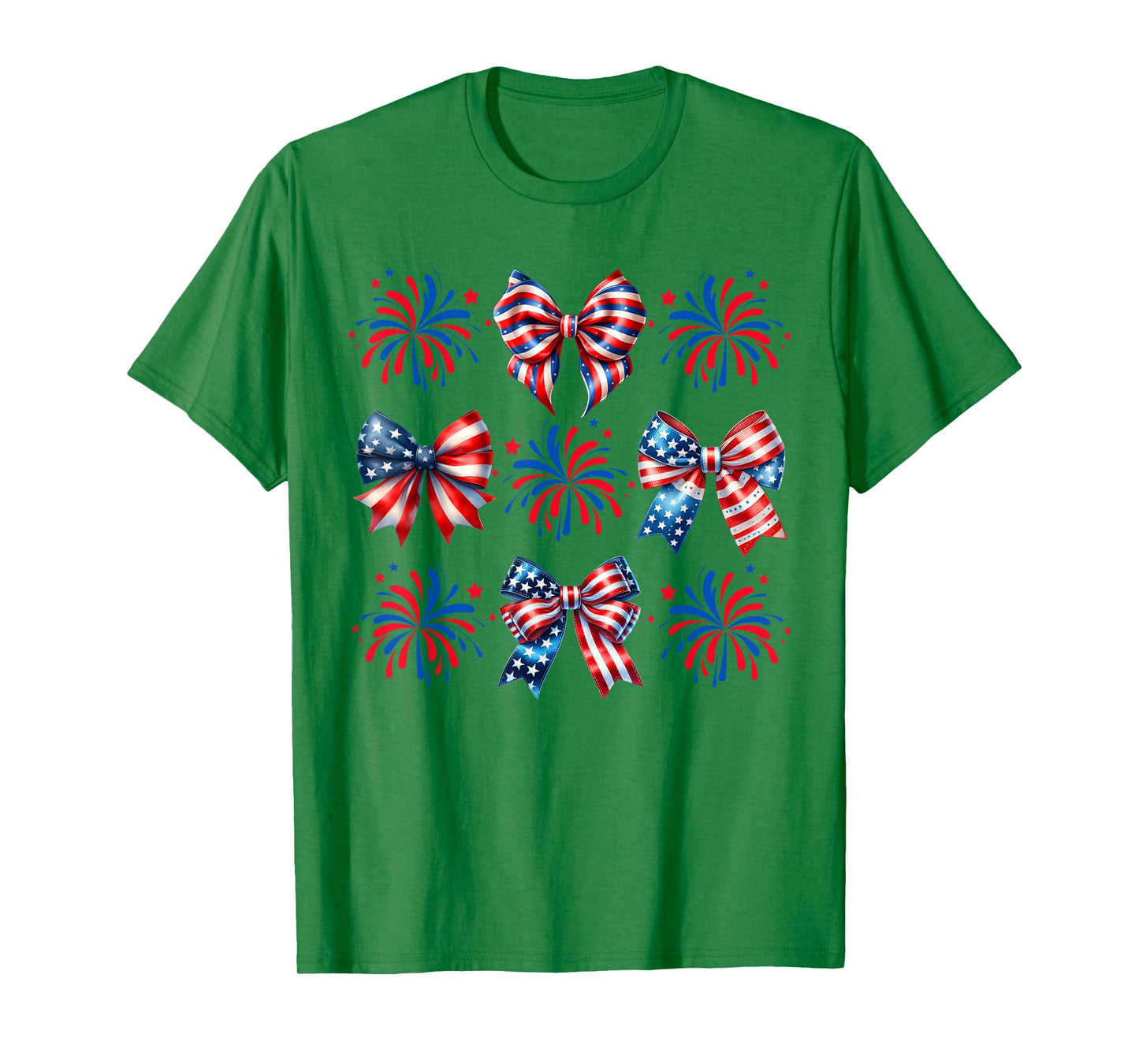 Coquette Bow Patriotic American USA Flag Happy 4th Of July T-Shirt