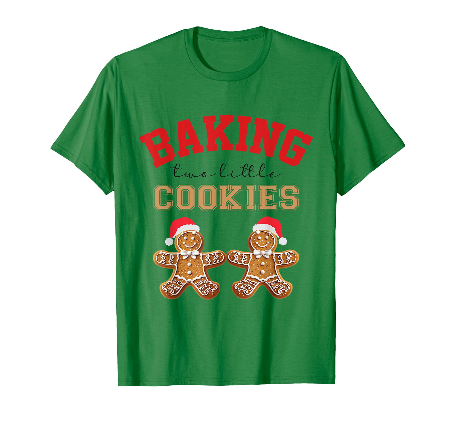 Baking Two Little Cookies Christmas Pregnant Twin Pregnancy T-Shirt