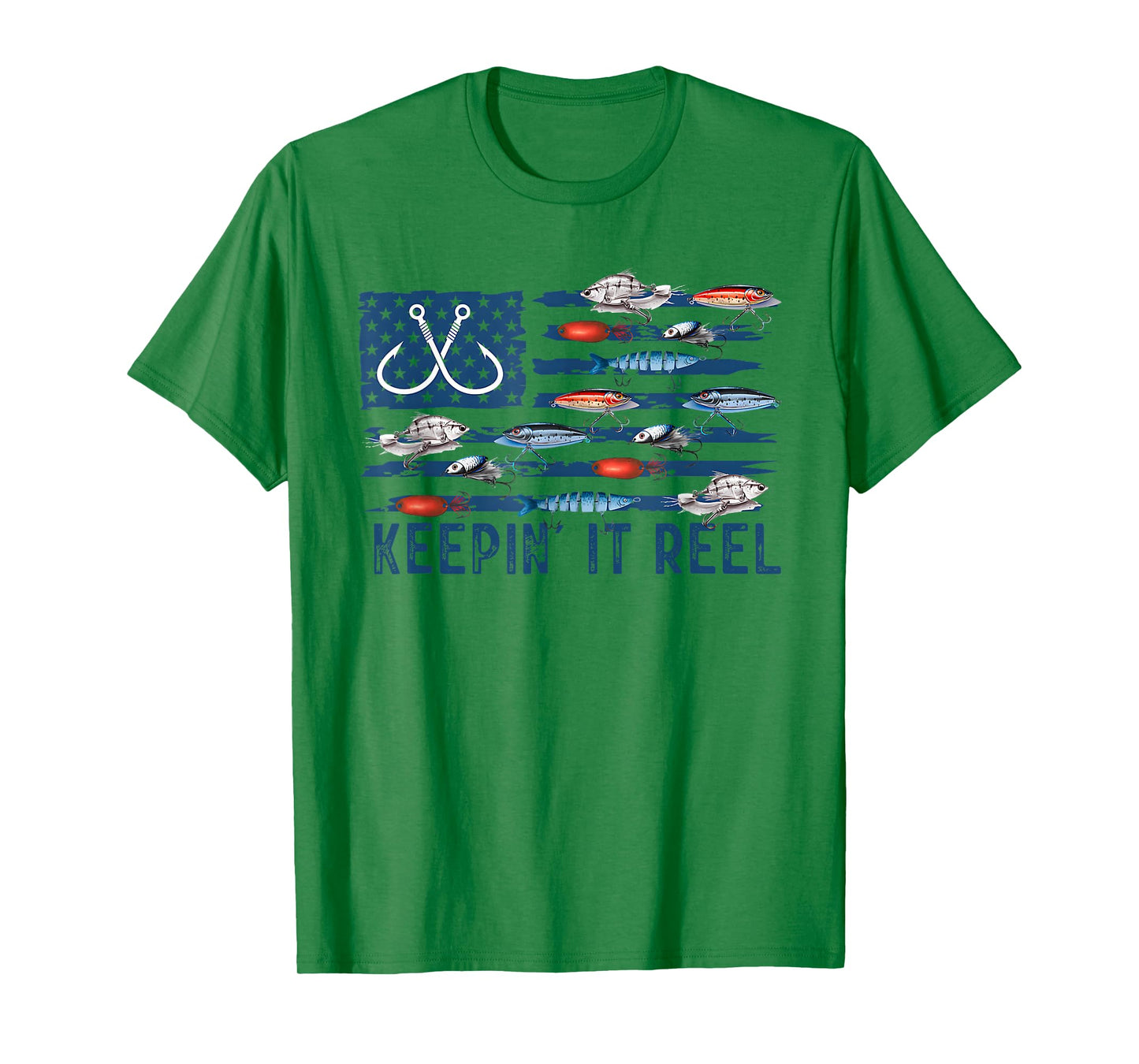 Keepin' It Reel Fishing Lure Flag Fisherman Bass Fishing T-Shirt