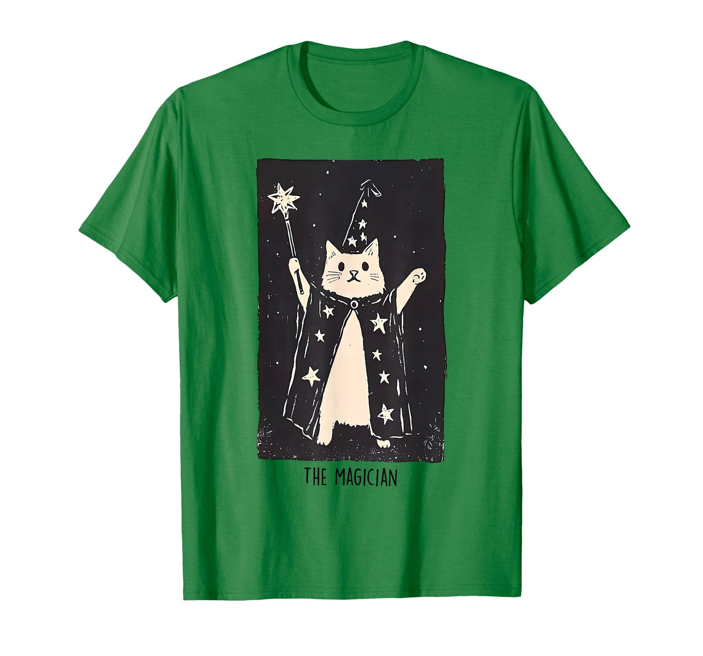 Wizard Cat Weird Funny Tarot Card The Magician Halloween Cat T-Shirt for Men Women Kids