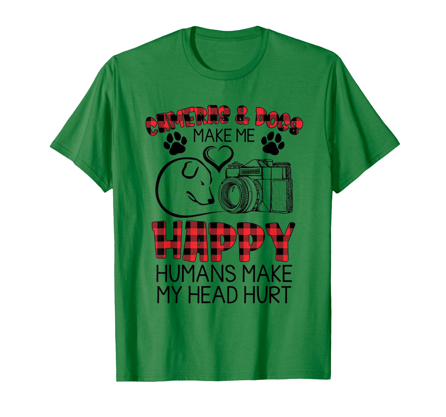 Cameras And Dogs Make Me Happy Funny Photographers Shirt