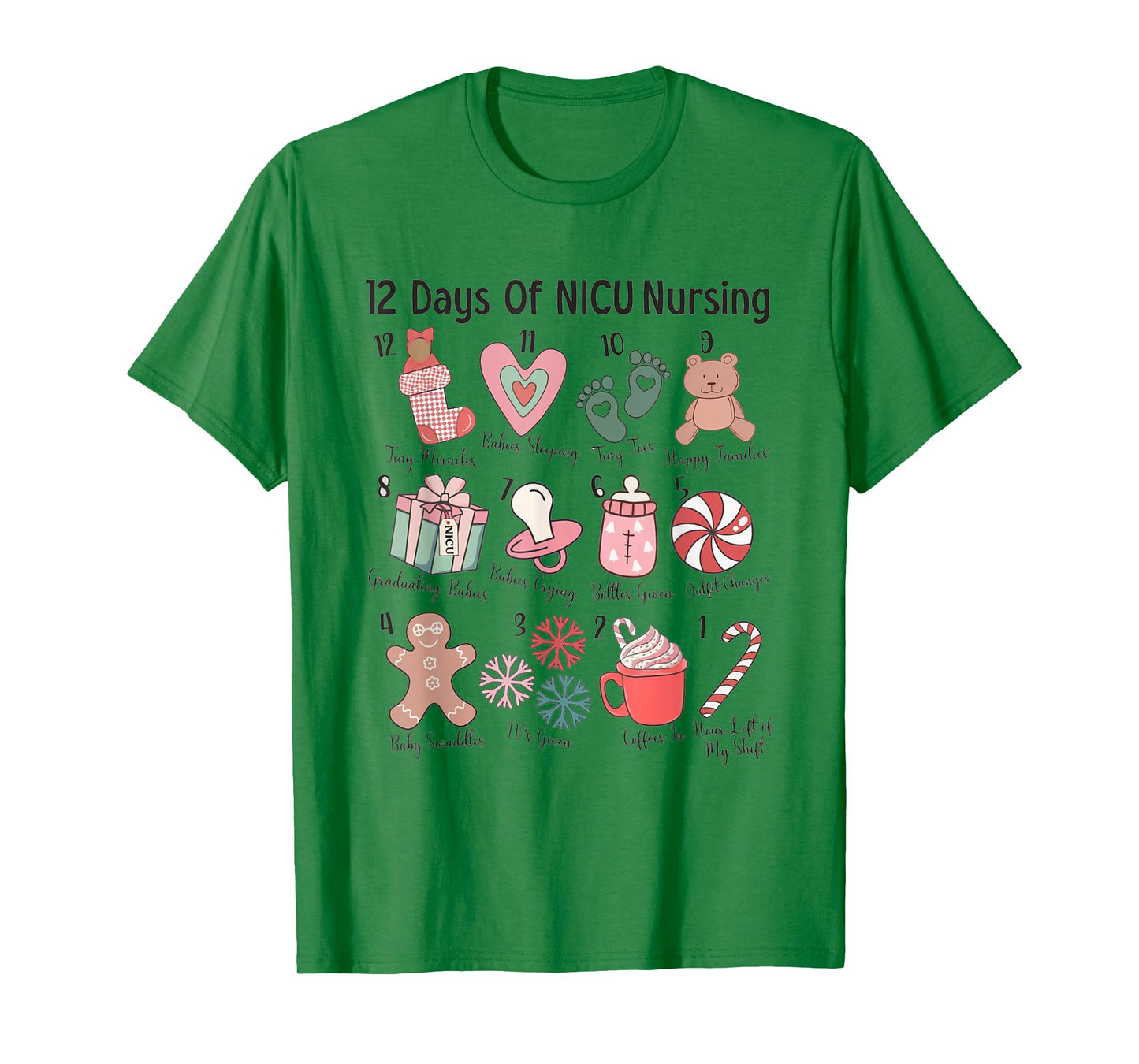 12 Days of NICU Nursing NICU Christmas Neonatal ICU Nurse T-Shirt