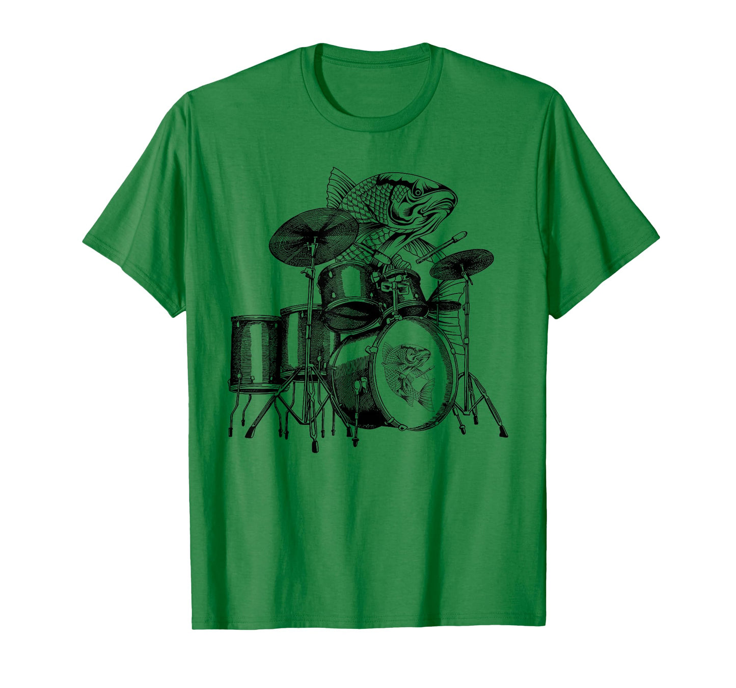 Fish Playing Drums Drummer Drumming Musician Band T-Shirt