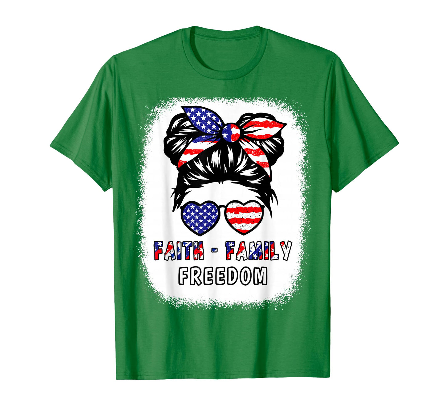 Faith Family Freedom Patriotic Christian Girls American Flag T-Shirt