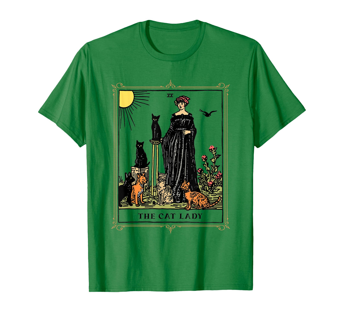 The Cat Lady Tarot Card, Vintage Gothic Cat Women Cat Mom T-Shirt
