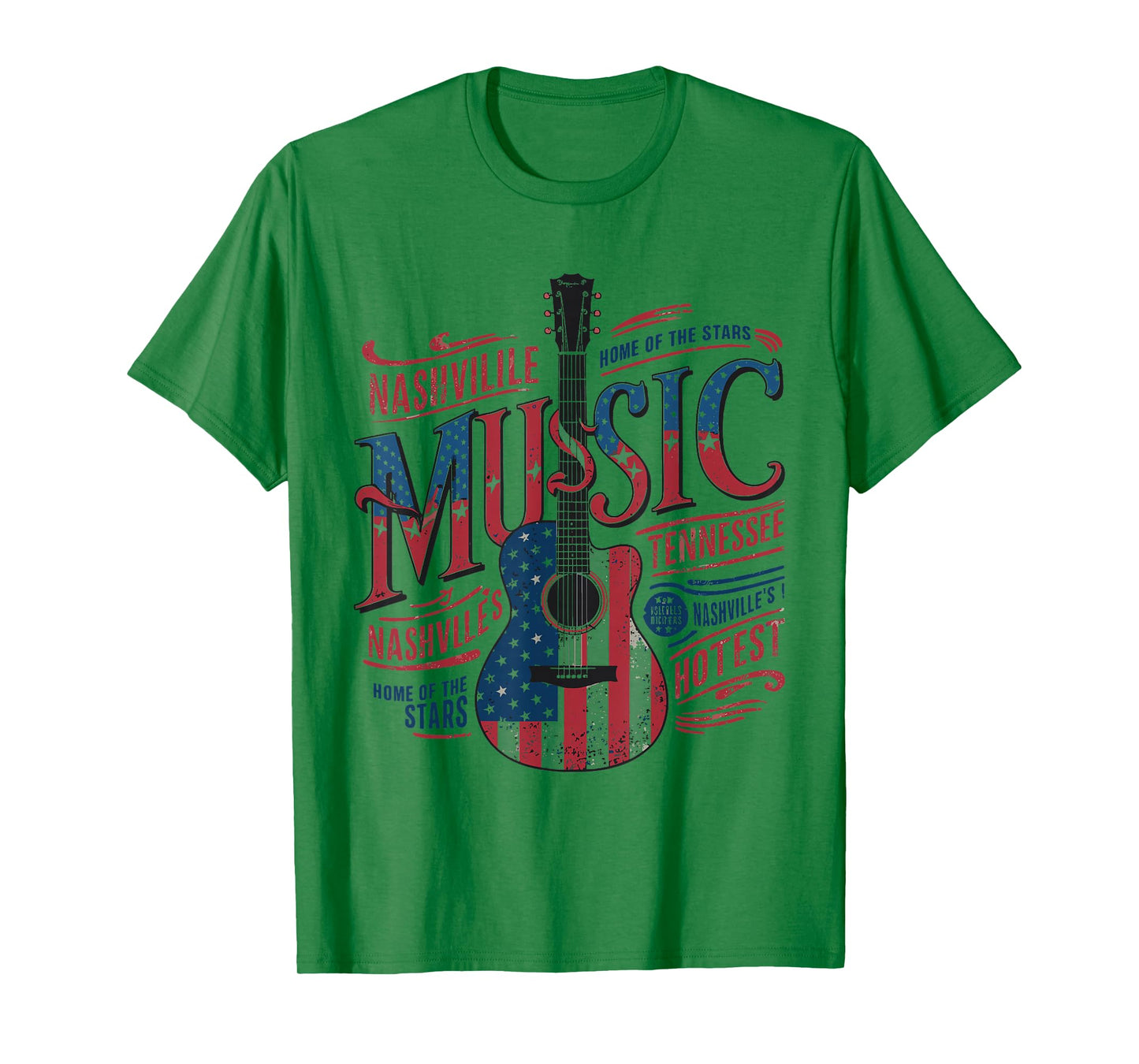 Nashville Music US Flag Guitar T-Shirt