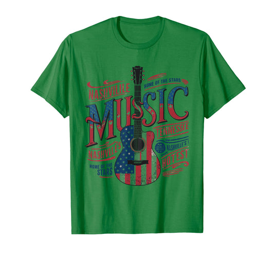 Nashville Music US Flag Guitar T-Shirt