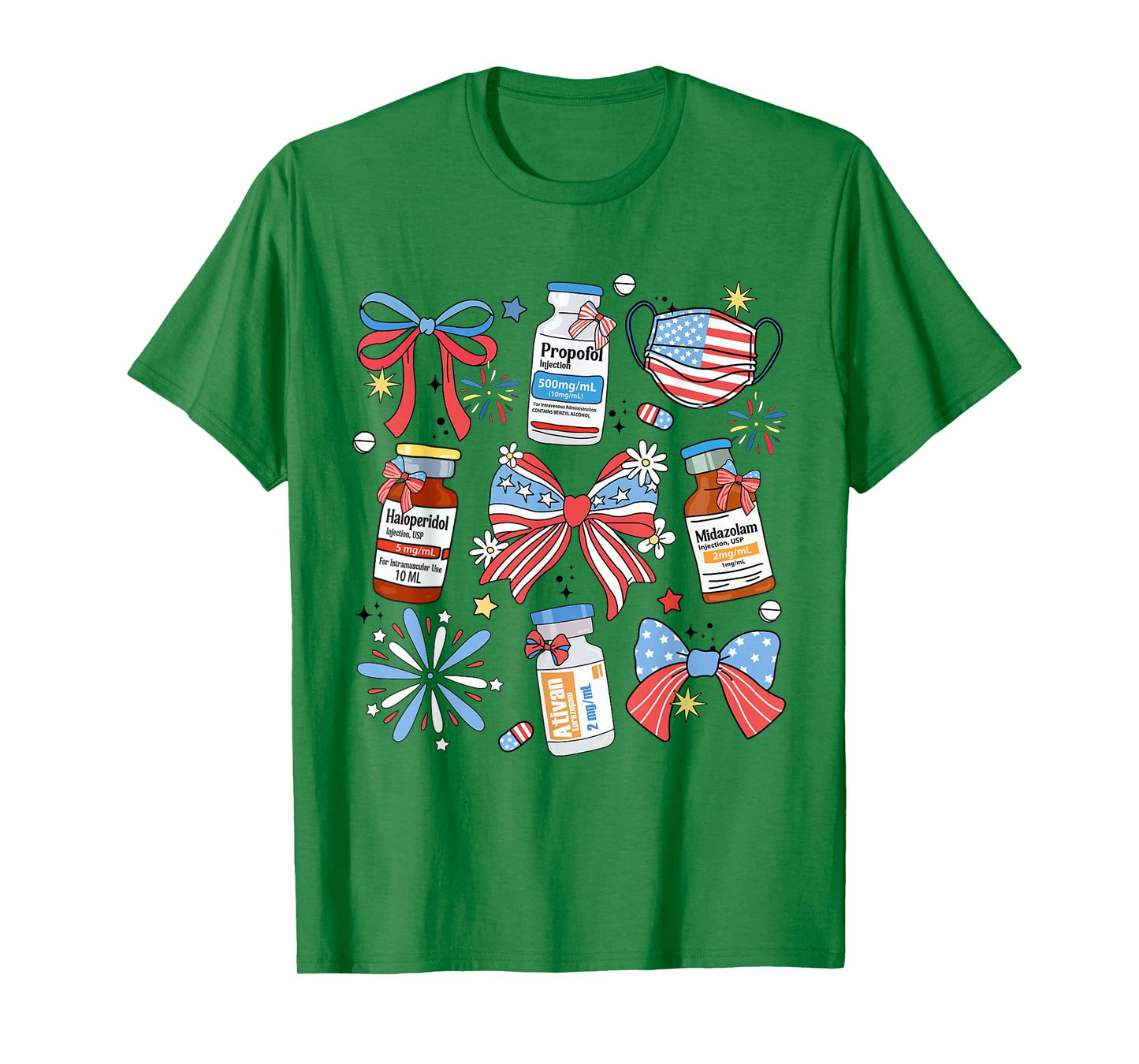 Coquette Bow 4th of July Nurse Girly Pharmacy ICU Nurse CRNA T-Shirt