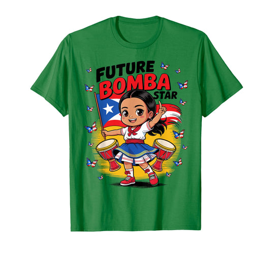 Future Bomba Star Puerto Rico Culture Girl Design for Girls T-Shirt