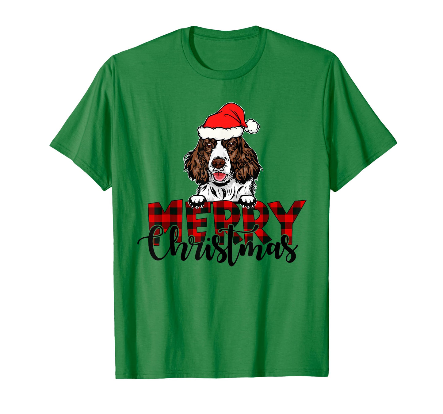 Merry Christmas English Springer Spaniel Dog Christmas Santa T-Shirt