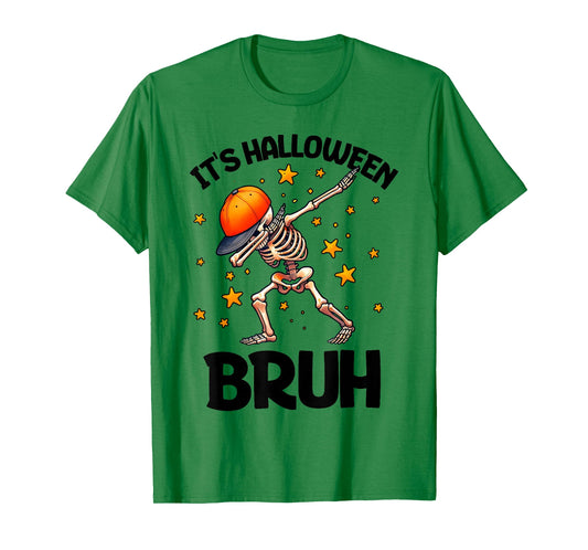 Bruh Halloween Boys Kids Halloween Skeleton T-Shirt
