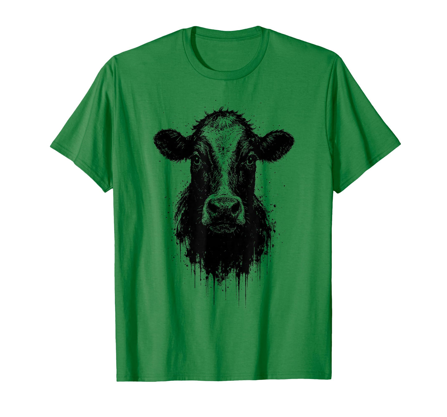 Cow Ink Art Country Farm Rustic Animal Portrait Edgy Grunge T-Shirt