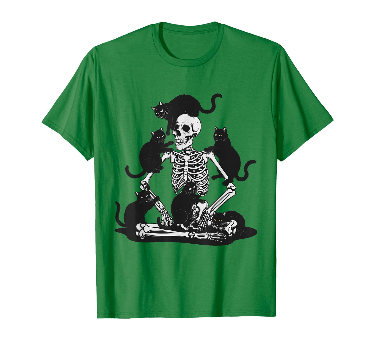 Spooky Skeleton With Black Cats Shirt Cute Skull Cat Kitty T-Shirt