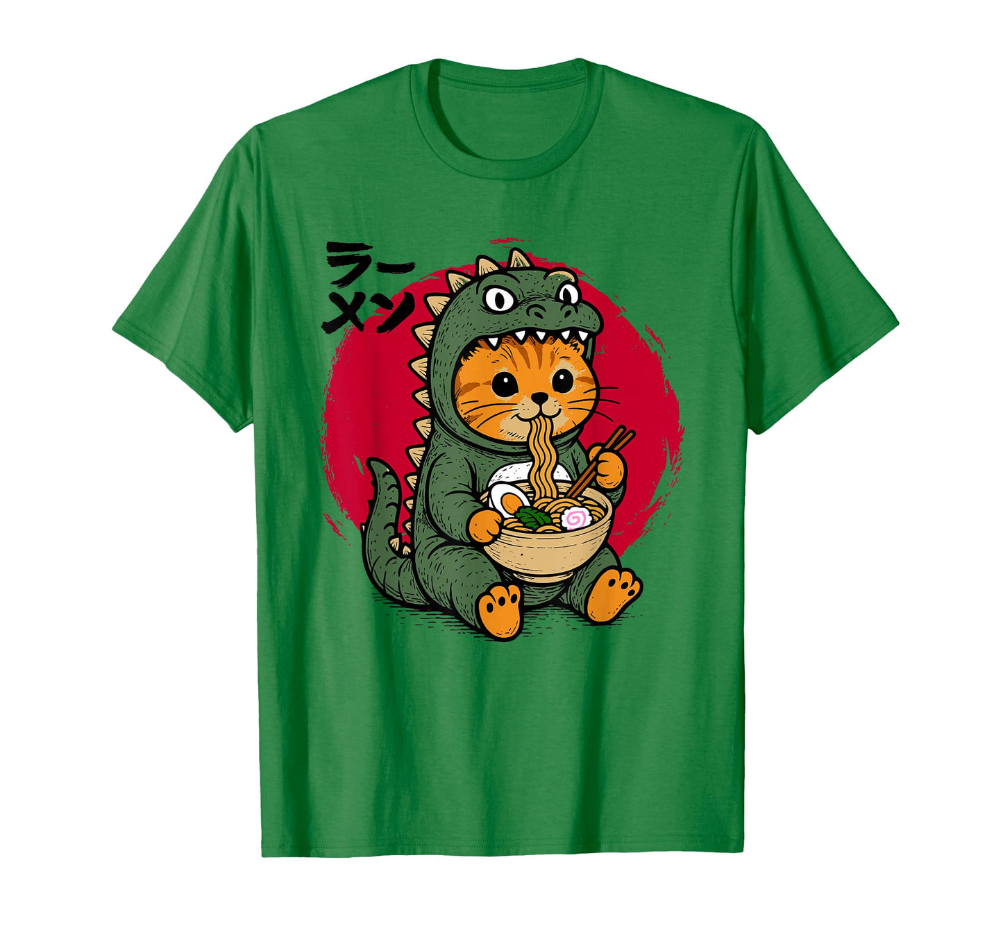 Funny Kaiju Cat Ramen Noodles Kawaii Japanese Anime Graphic T-Shirt