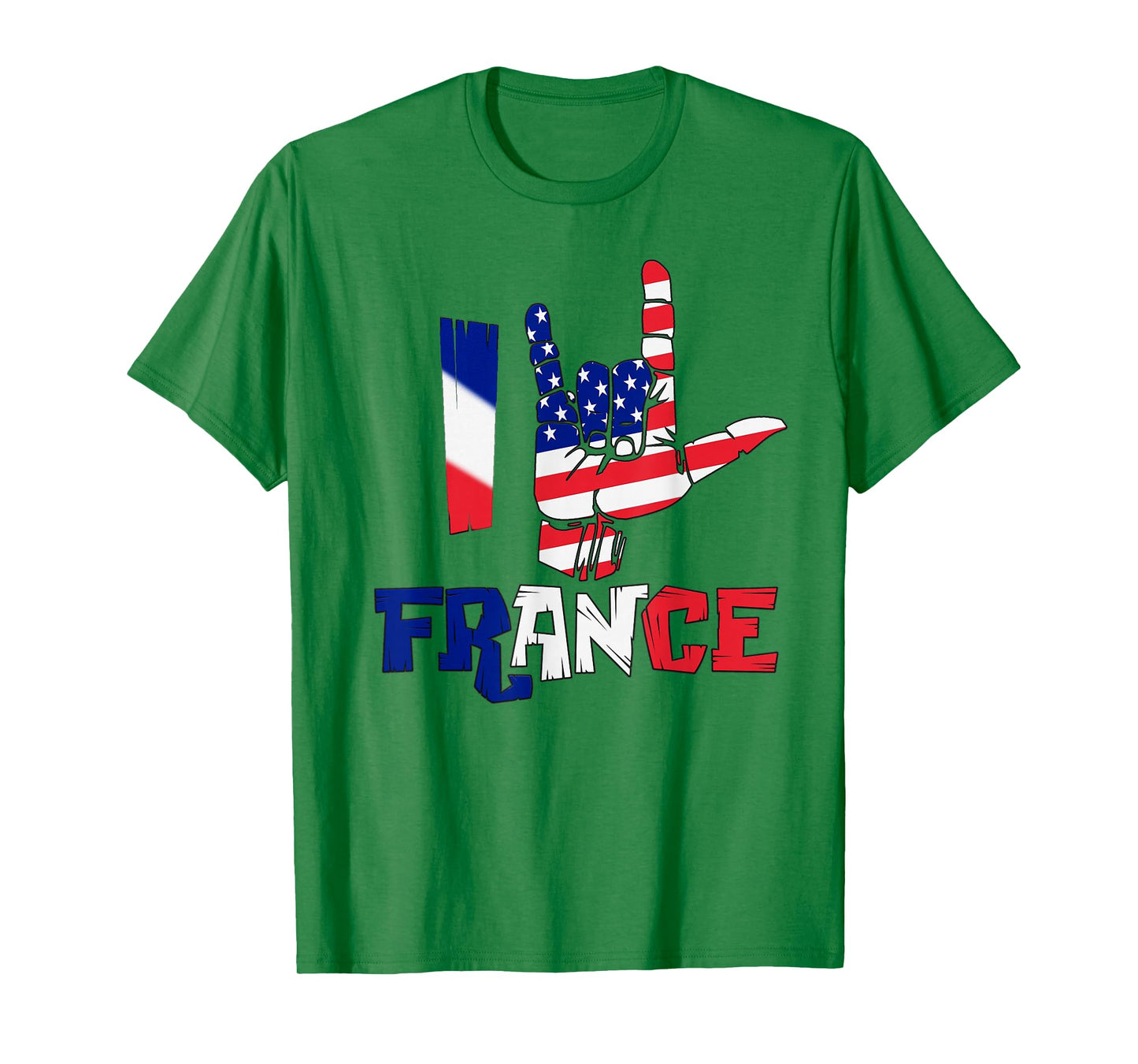 USA France Hand Sign Love Design, Patriotic Friendship T-Shirt